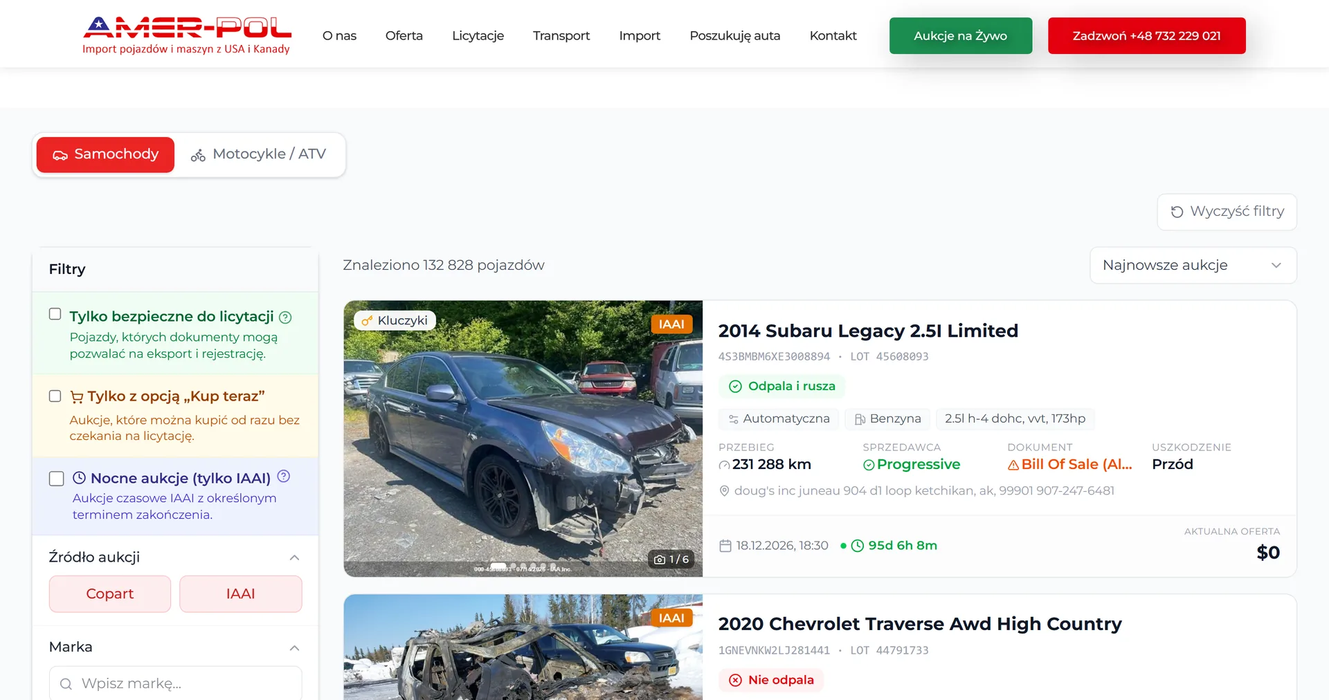 Katalog aukcji Copart i IAAI wdrożony dla AMER-POL